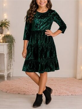 (0010) Girls: 10/12 Wonder Nation Velvet Dress- N7